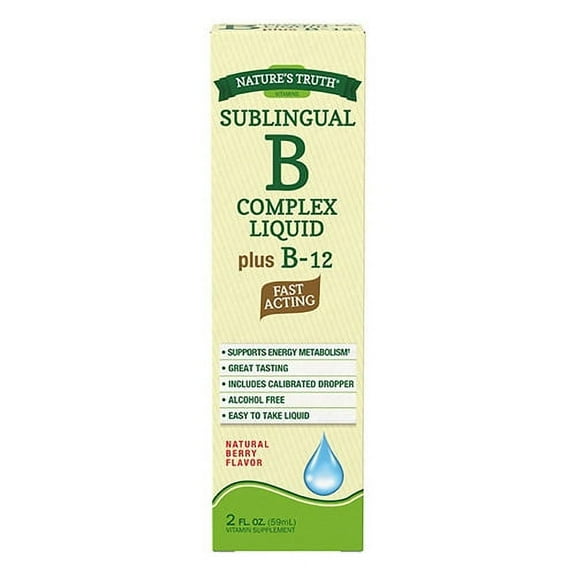 Natures Truth Sublingual B Complex Liquid Plus B 12 Fast Acting Natural Berry Flavor, 2 Oz