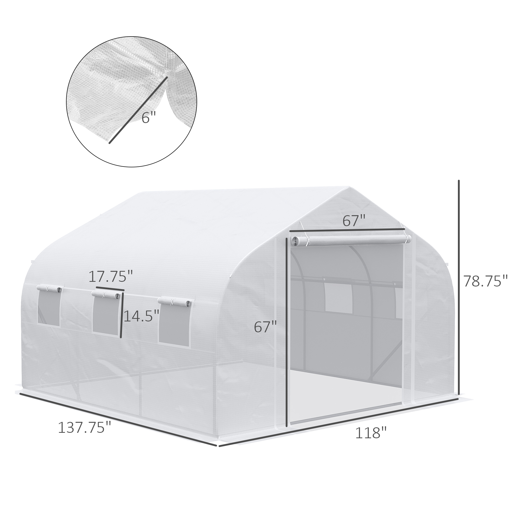 Outsunny 11.5' x 10' x 6.5' Outdoor Tunnel Greenhouse, Mesh Windows, White
