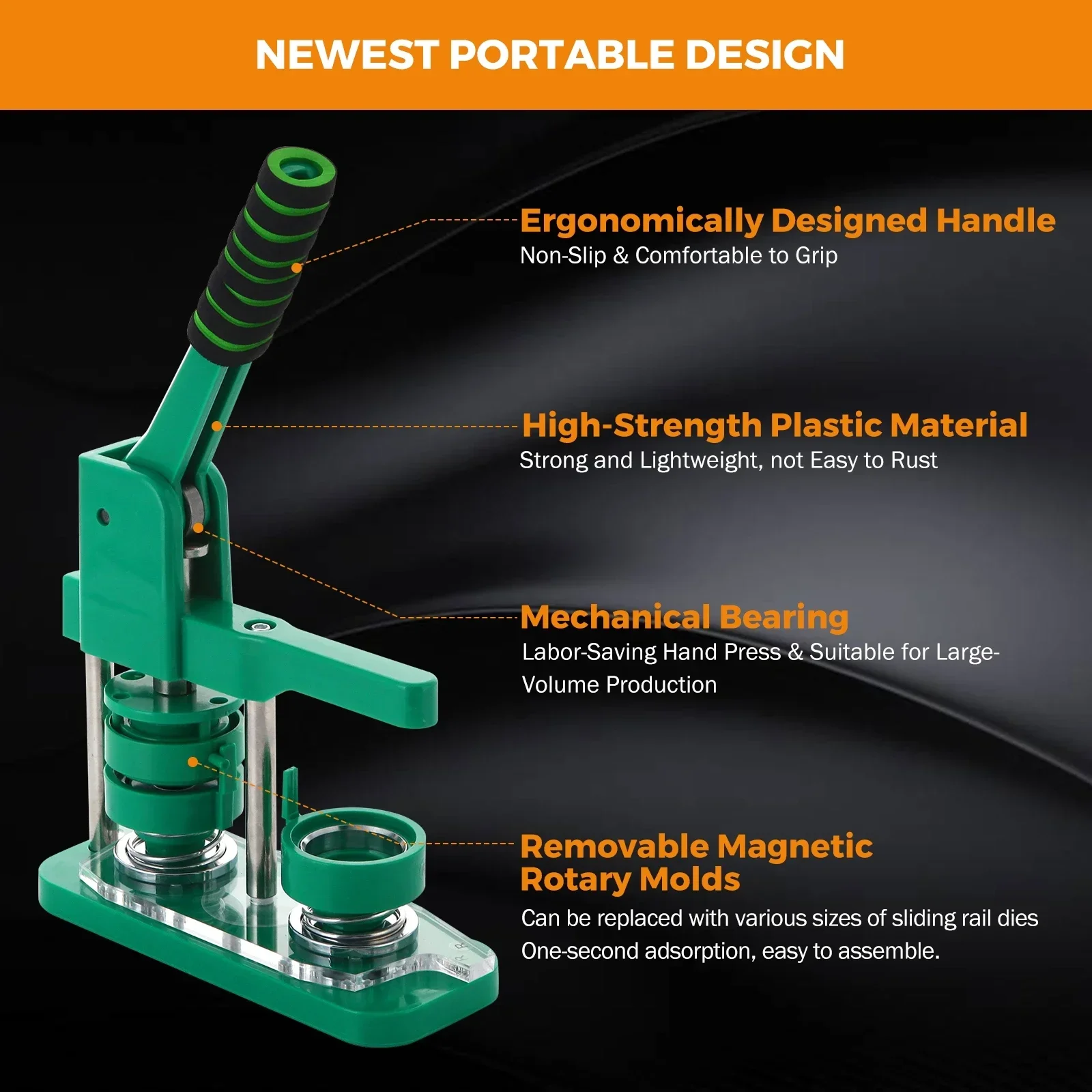 32mm Upgraded Button Maker Machine with Absorbable Mold Round Pin Maker Kit & 100PCS Button ,Beginner-Friendly