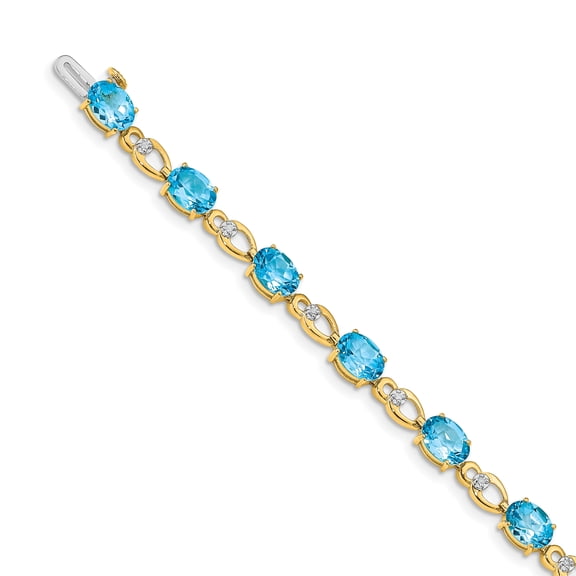 14K Yellow Gold Blue Topaz & Diamond Bracelet