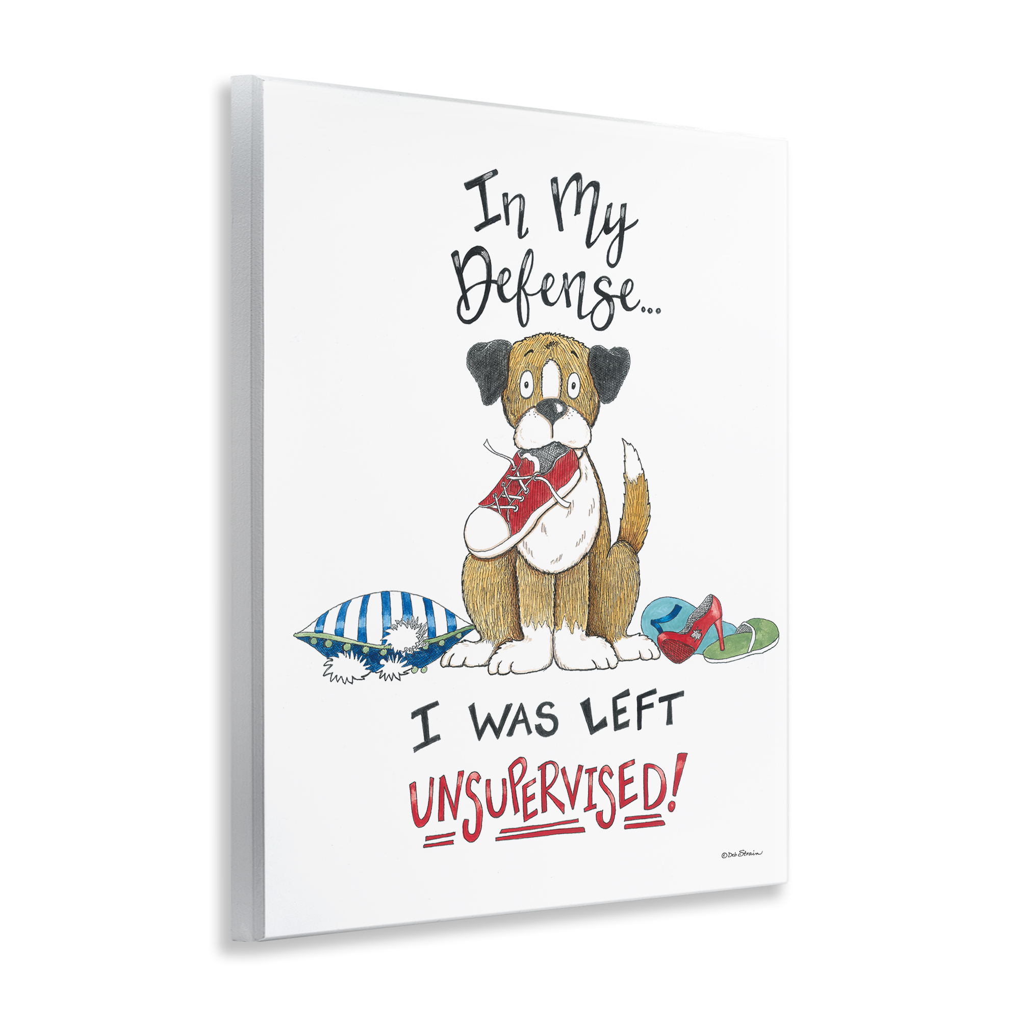 Stupell Industries Left Unsupervised Dog Animals Painting Unframed Art Print Wall Art, 11 x 14