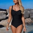 thumbnail image 2 of Duqingm Womens Bathing Suits One Piece Swimsuit for Women Tummy Control Ruched Bathing Suit Push Up Tie Back Swimwear Black,L, 2 of 5