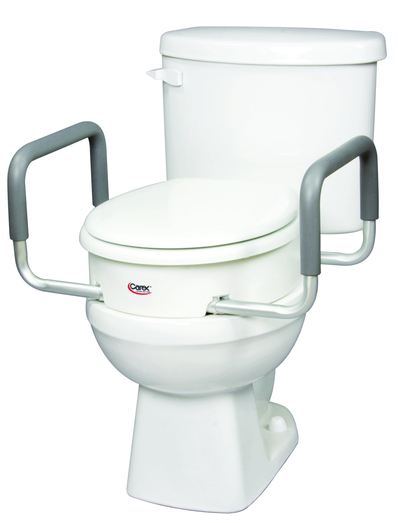 Carex Raised Toilet Seat With Handles, Standard Elongated Toilets, Adds
