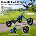 thumbnail image 4 of 3 Wheel Golf Push Cart, Lightweight Aluminum Golf Trolley with Phone/Cup/Umbrella Holders, Dual Scorecard Holder, Compact Quick Fold Golf Bag Cart for All Terrain, 4 of 10
