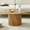 thumbnail image 2 of Noble House 27.5" Round MDF Walnut Coffee Table,Metal Frame,Wood, 2 of 10