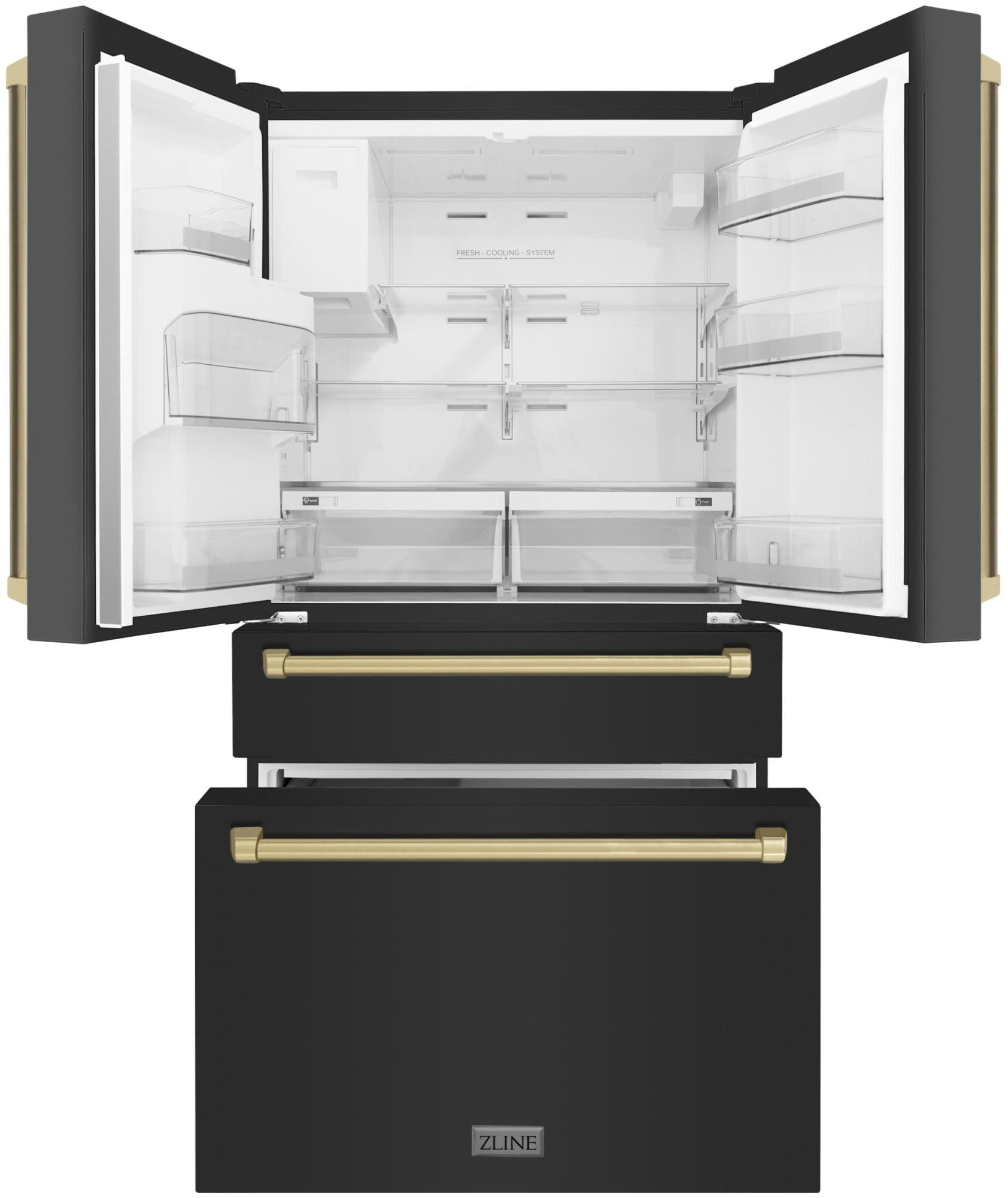 ZLINE 36" Autograph Edition 21.6 cu. ft Freestanding French Door Refrigerator with Water and Ice Dispenser (RFMZ-W-36-BS-CB)