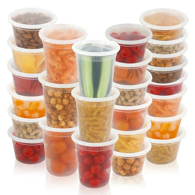 Lubelski 20Pcs Food Storage Box with Airtight Lid Round Clear Food Grade BPA-Free Freezer Microwave Safe Meal Prep Deli Takeaway Food Packing Container