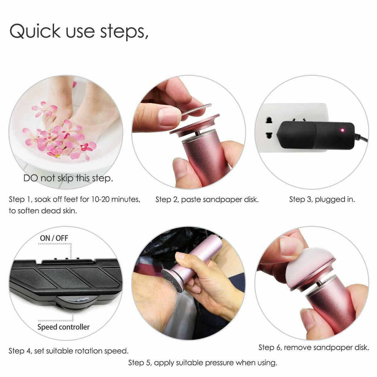 KingFurt Electric Pedicure Foot File Drill Machine Heels Dead Skin Callus Remover USStock