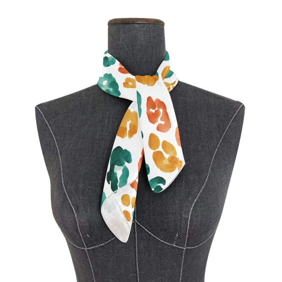 Square Scarf 24x24 Inch Autumn Leopard Watercolor Silky Satin Sun Protection Neck Scarf for Women Multi-Purpose Head Wrap Bandana for Hair Bag Decoration