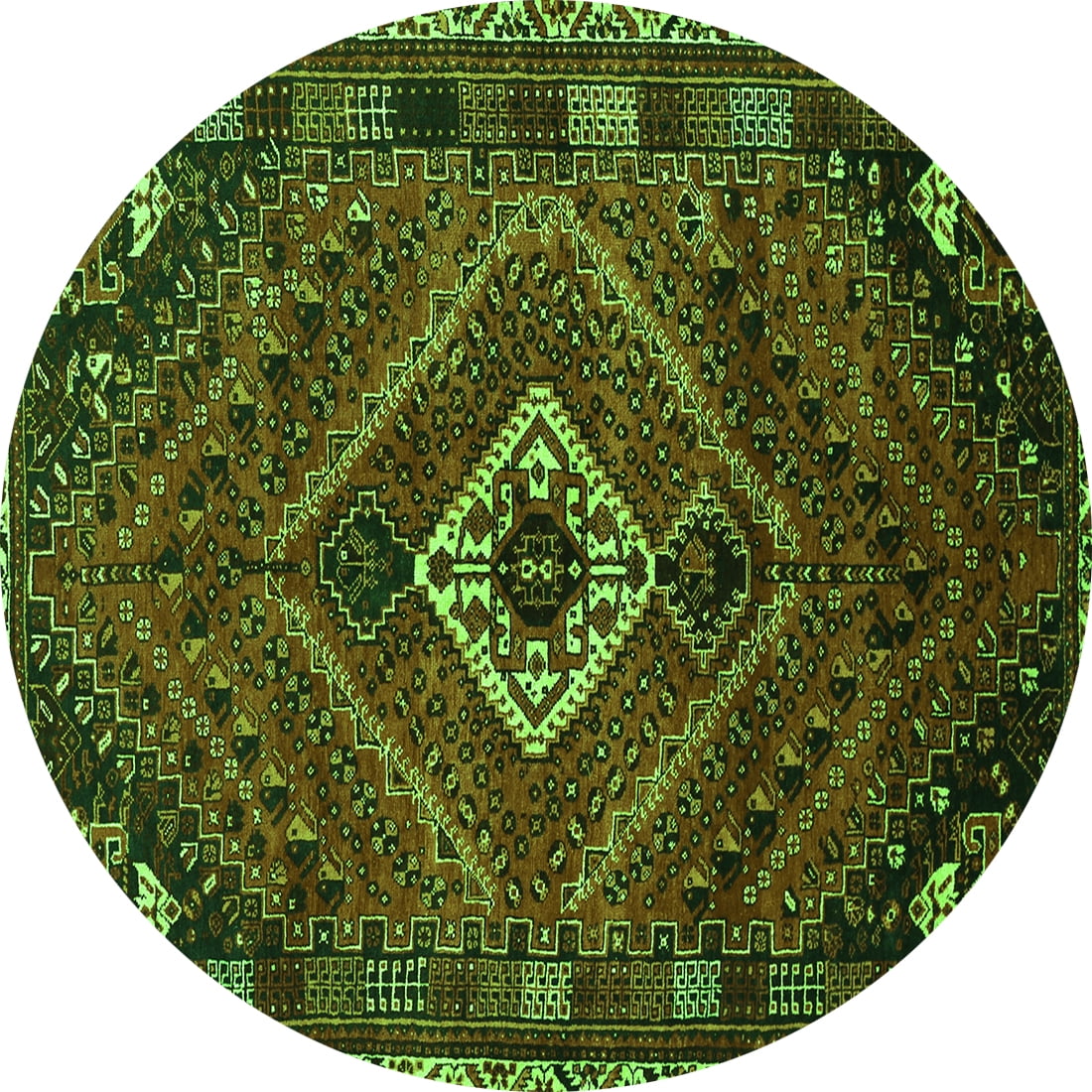 Ahgly Company Indoor Round Persian Green Traditional Area Rugs, 4 ...