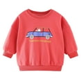 thumbnail image 2 of Spazoro Toddler Boys Sweatshirts, Round Neck Casual Car Print Long Sleeve Tops for Child Kids Boys Red Size 3T, 2 of 9
