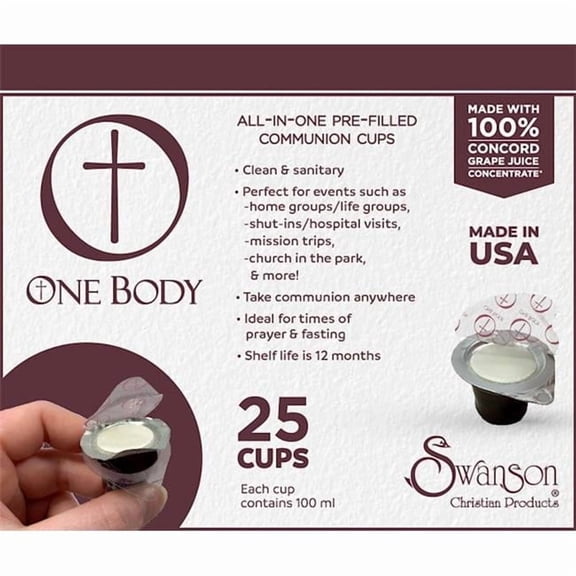 Swanson Christian Supply 276258 Communion-One Body Prefilled Juice & Wafer - Box of 25