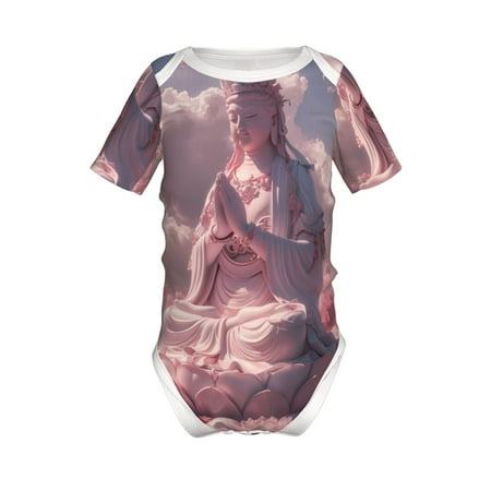 

Coaee Pink Lotus Buddha for Soft Baby Short-Sleeve Bodysuit Baby Climbing Clothes Baby Girls Boys Bodysuit Romper-3 Months