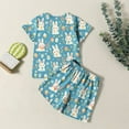 thumbnail image 3 of WOYY Toddler Boys Easter Pajamas Bunny Prints Short Sleeve T-Shirt Shorts Sleepwear Set, 3 of 6