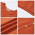 thumbnail image 5 of UVN Summer Shirts for Women Short Sleeve Blouses Ladies Crewneck Lace Crochet Tops Dressy Chiffon Blouses, 5 of 8