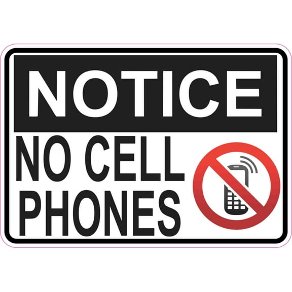 5in x 3.5in Symbol Notice No Cell Phones Sticker Vinyl Signs Business Sign