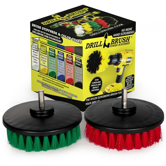 Drill Brush - 5-inch Spin Brush Cleaning Kit - Calcium, Mineral Deposits, Soap Scum, Rust - Hard Water Stain Remover - Grout Cleaner - Shower Curtain - Bath Mat - Bathroom Accessories - Shower Door