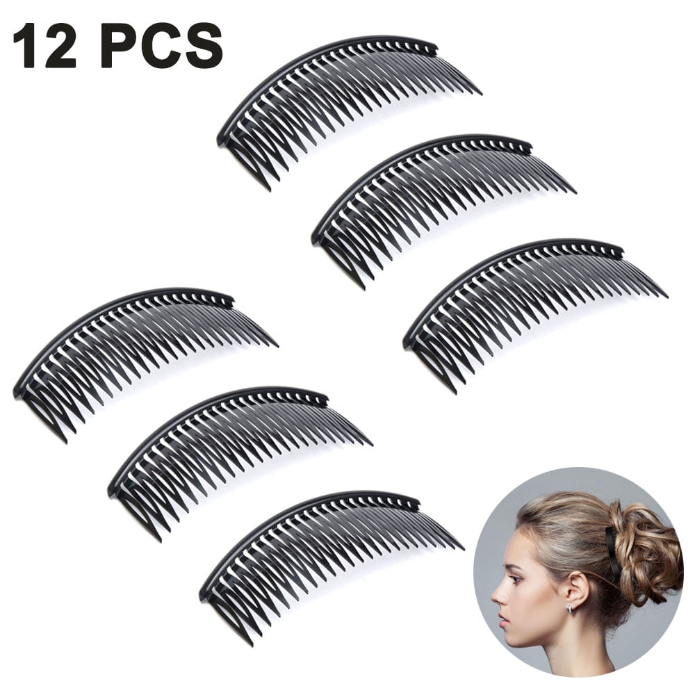 12 PC EXTRA STRONG Plastic Hair Slide Grip Combs 7 cm BLACK BROWN CLEAR NEW 