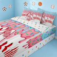 thumbnail image 2 of Manfei Girls Baseball Zipper Twin Comforter Sets with Fitted Sheet and 2 Pillowcases, Cute Monogrammed A Zipper Bedding Set, Pink Light Blue A, 2 of 7