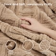 thumbnail image 2 of MARNUR Extra Large Throw Blanket 50"x 70", Soft Lightweight Jacquard 340GSM Sherpa Fleece Blanket, Cozy Throw Blanket for Couch, Office, Car, Travel, Light Brown, 2 of 11
