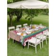thumbnail image 3 of Outdoor Tablecloth with Umbrella Hole and Zipper, Gnomes Easter Rectangle Table Cloth 60x102 Inch Waterproof Tablecloth, Eggs Tulips Spring Floral Retro Art Wooden Picnic Table Cover for Patio, 3 of 7