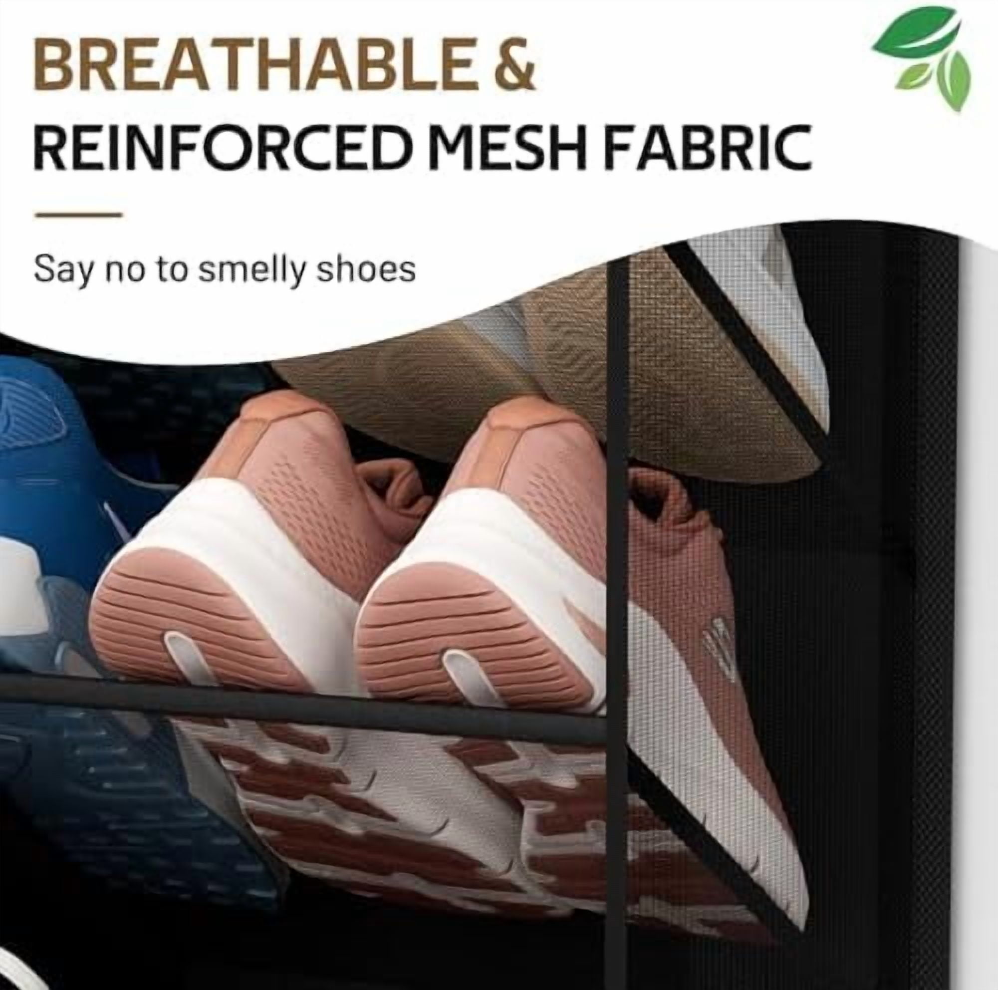 30 Pairs Over the Door Shoe Organizer Breathable Mesh Hanging Shoe Rack for Closet Storage with Wide Deep Pockets 10 Tier Shoes Holder Fit All the Family's Sneakers, Boots, Heels (Black, 71")