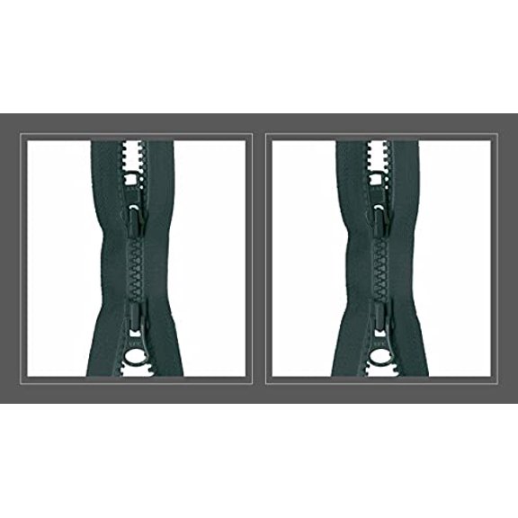#5 Molded Vislon Hemlock Green YKK Jacket 2-Way Separating Zippers - Choose Your Length - Color: Hemlock Green #890 - Made in The United States (2 Zippers Per Pack) (16" Inches)