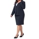thumbnail image 4 of Conjunto de traje de blazer y falda lápiz de dos piezas de talla grande Agnes Orinda con solapa muesca y botones 4X azul marino, 4 of 6