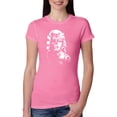 thumbnail image 1 of Manilyn Monroe Skull Face and Body Tattoo | Womens Pop Culture Slim Fit Junior Tee, Hot Pink, Small, 1 of 4