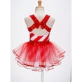thumbnail image 4 of YEAHDOR Big & Little Girls Christmas Santa Costume Shiny Sequins Striped Miss Santa Leotard Tutu Dress Xmas Party Outfit Red-D 16, 4 of 7