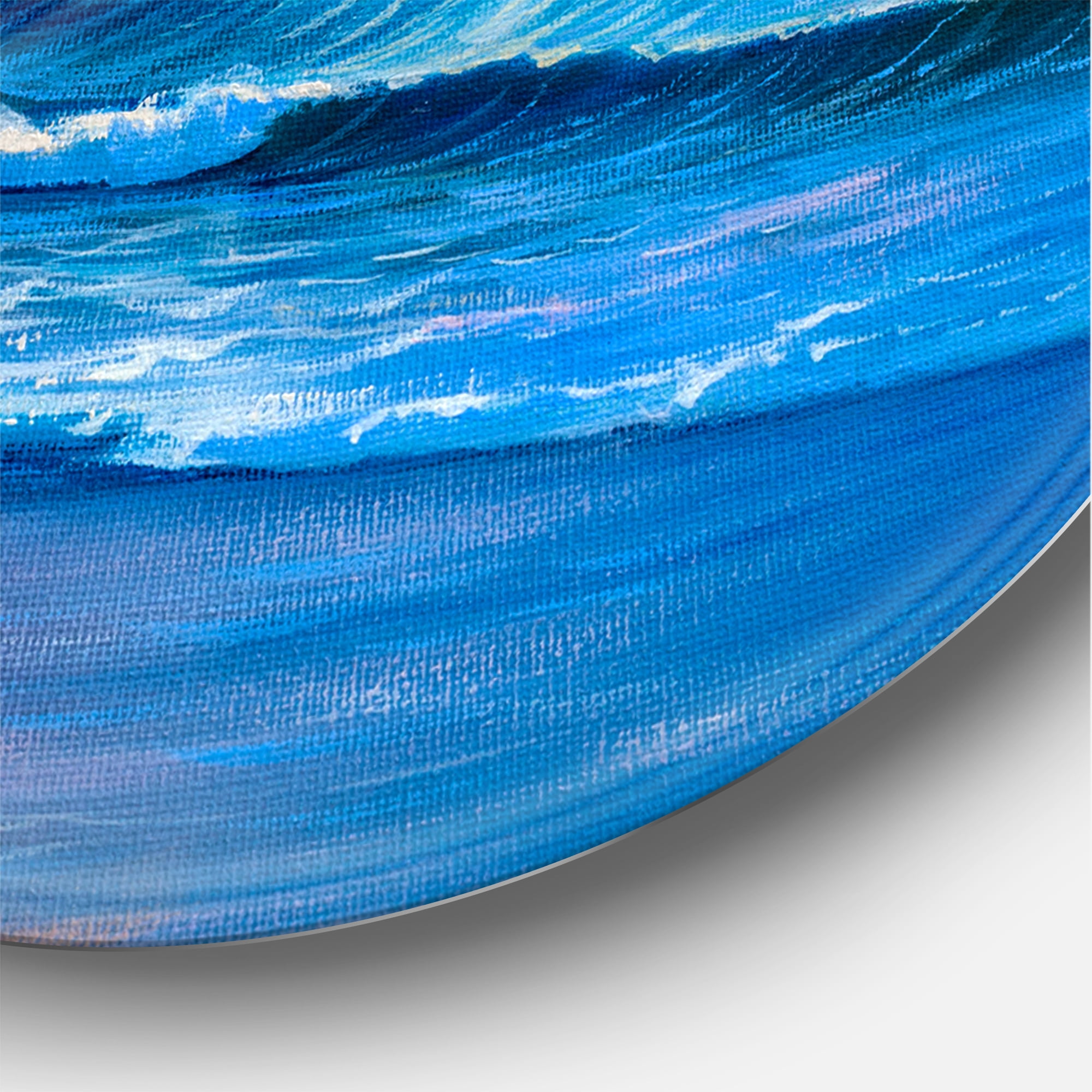 Blue Waves Breaking At The Beach Landscape I 11 in x 11 in Painting Art Prints, by Designart