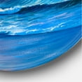 thumbnail image 3 of Designart 'Blue Waves Breaking At The Beach Landscape I' Nautical & Coastal Circle Metal Wall Art 36x36 - Disc of 36, 3 of 5