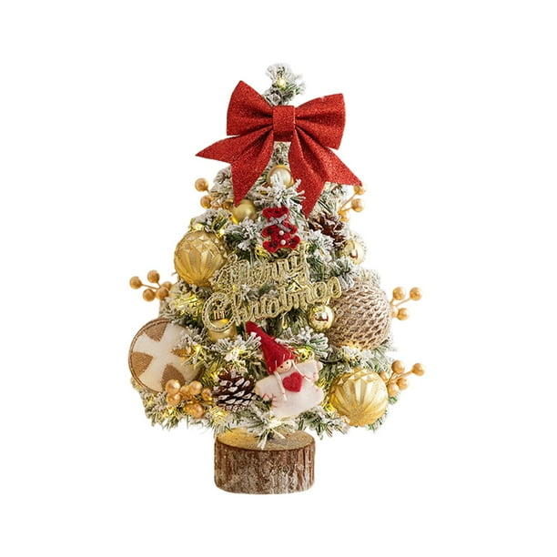 Árbol de Navidad Artificial de mesa, árbol de Navidad de 45cm con LED, suministros para fiestas, árbol de Navidad navideño para estante, decoración de escritorio para el hogar Oro Macarena Árboles de escritorio