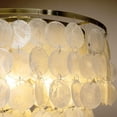 thumbnail image 4 of Coastal Natural Capiz Shell Tiered Flush Mount Ceiling Light with Antique Gold Metal Unique Tiered Seashell Close to Ceiling Lamp for Dining Room Living Room (W 18"), 4 of 9