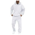 thumbnail image 3 of KaLI_Store Two Piece Set Casual Tracksuit Running Sportswear 2024 Fall Winter Sets Clearance Outfits Men's Long Sleeve Hoodies Sweatshirt Sweatpants Suit White,3XL, 3 of 5