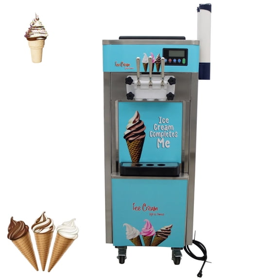 Commercial Automatic Soft Ice Cream Maker 3 Flavors Ice Cream Machine Snack Making Machine