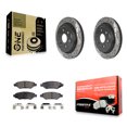 thumbnail image 1 of Transit Auto Rear Coated Drilled Slotted Disc Brake Rotors and Semi-Metallic Pads Kit for Car Cadillac SRX Saab 9-4X KDF-100871, 1 of 11
