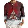 thumbnail image 2 of Wutalume Men's Loose Fit Button-Down Collar Shirt, Long Sleeve Casual Top with Christmas Print, Relaxed Henley Style for Holiday and Everyday Wear,Wine 3XL, 2 of 8