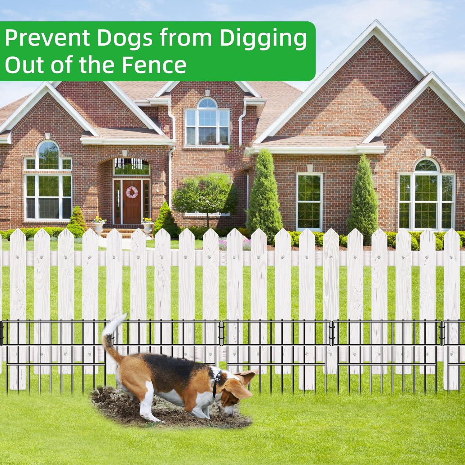 39.5ft Long No Dig Animal Barrier Fence, 13in High with 28 Panels, 1.52in Gap Anti-Digging Dog Barrier, Rustproof Metal Garden Edging for Yard and Lawn Defense