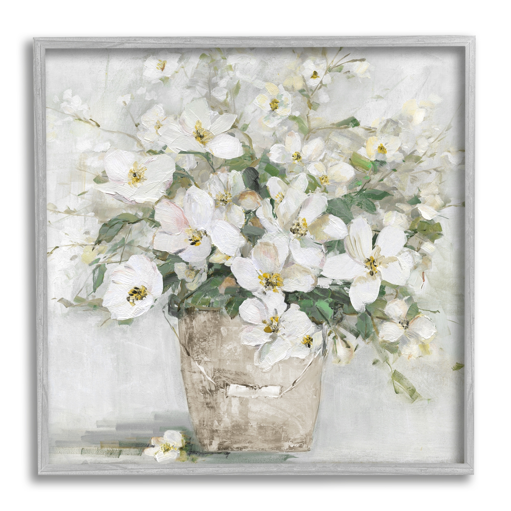 Stupell Industries Farmhouse Poppies Floral Blossom Bouquet Country Bucket, 24 x 24, Design by Sally Swatland