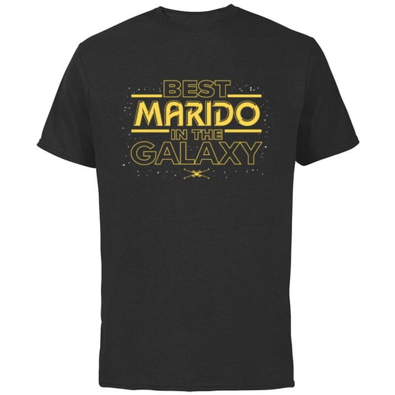Star Wars Best Marido in the Galaxy Husband Birthday Spanish- Short Sleeve Cotton T-Shirt for Adults - Customized-Black