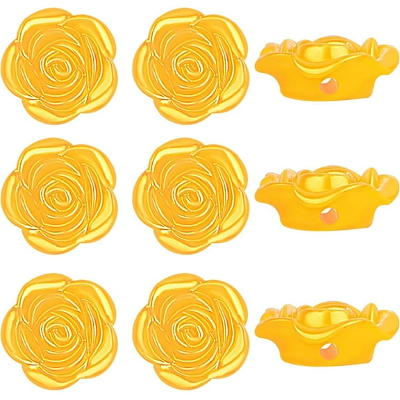100pcs Rose Flower Beads ABS Plastic Roseflower Shape Spacer Beads Cute Roses Loose Beads Accessories for DIY Friendship Bracelet Necklace Jewelry Making Supplies, Golden Yellow
