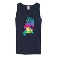 thumbnail image 2 of Neon Beach Sunset Cat California Vibes | Mens Animal Lover Graphic Tank Top, Navy, Medium, 2 of 4