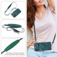 thumbnail image 6 of Crossbody Wallet Back Case for iPhone X/XS with Card Holder, Vintage Premium PU Leather Case with Long Shoulder Strap, Purse Shockproof Flip Phone Cover for iPhone X/XS, Green, 6 of 13