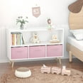 thumbnail image 2 of Yoneston Kids Bookcase with 3 Collapsible Fabric Drawers, Children's Toy Storage Organizer Book Display Cabinet for Playroom, Bedroom, White+Pink, 2 of 9