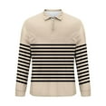 thumbnail image 5 of Handshe Men's Long Sleeve Full-Zip Collar Striped Print Active Shirt, Casual & Sports Wear for Outdoor Training, Daily Activities, 5 of 8