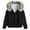 Black, variant on Clearance LYXSSBYX Jackets for Women Casual Fall Women Warm and Versatile Spliced Lamb Hair Thickened Plush Denim Jacket with A Hat Thickened Plush Collar