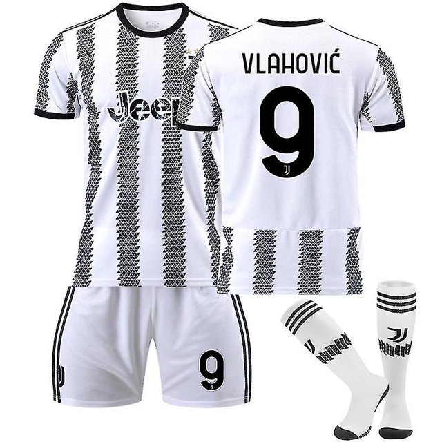 Nueva temporada 22-23 Juventus Home Niños Adultos Fútbol Soccer Jersey Trainin Jersey Suit-Vlahovic NO.9-S BmatwkZeng Bmatwk Jersey