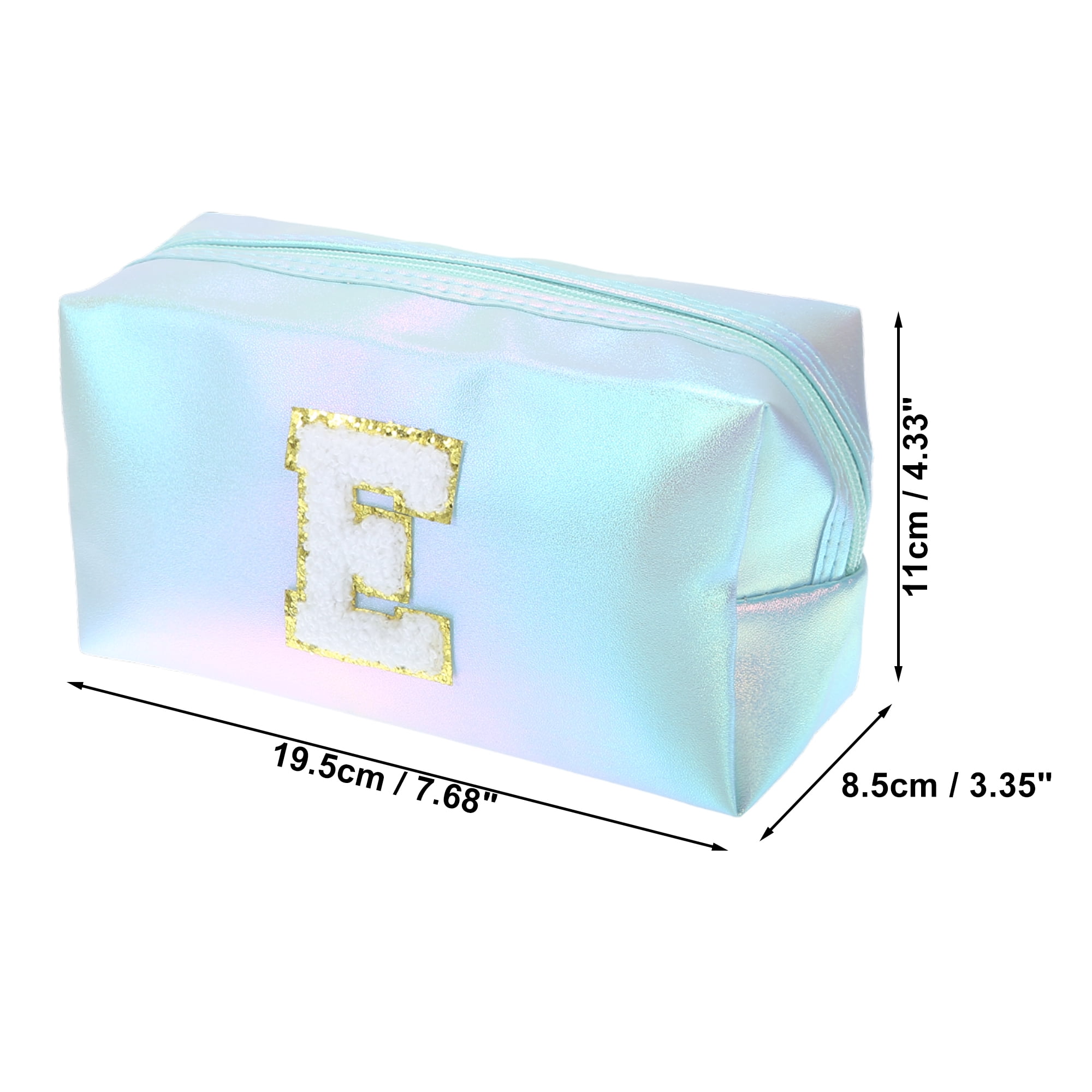 Unique Bargains Beatiful Durable Women Durable Letter E Cosmetic Bag for Vacation Blue