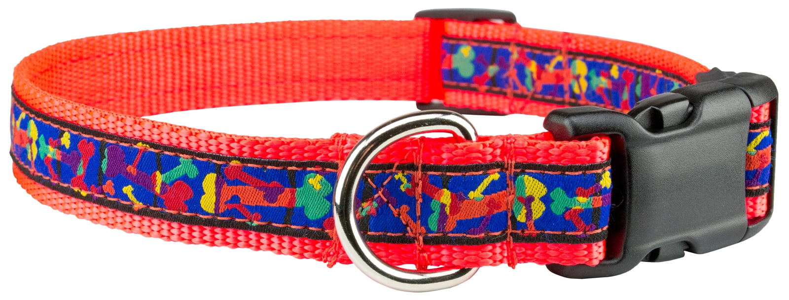 Country Brook Petz Deluxe MultiColored Bones Woven Ribbon on Neon